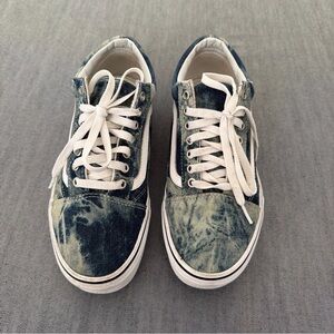 Vans Denim Blue acid wash lace up sneakers Size 10(Mens 8.5 ) Blue White